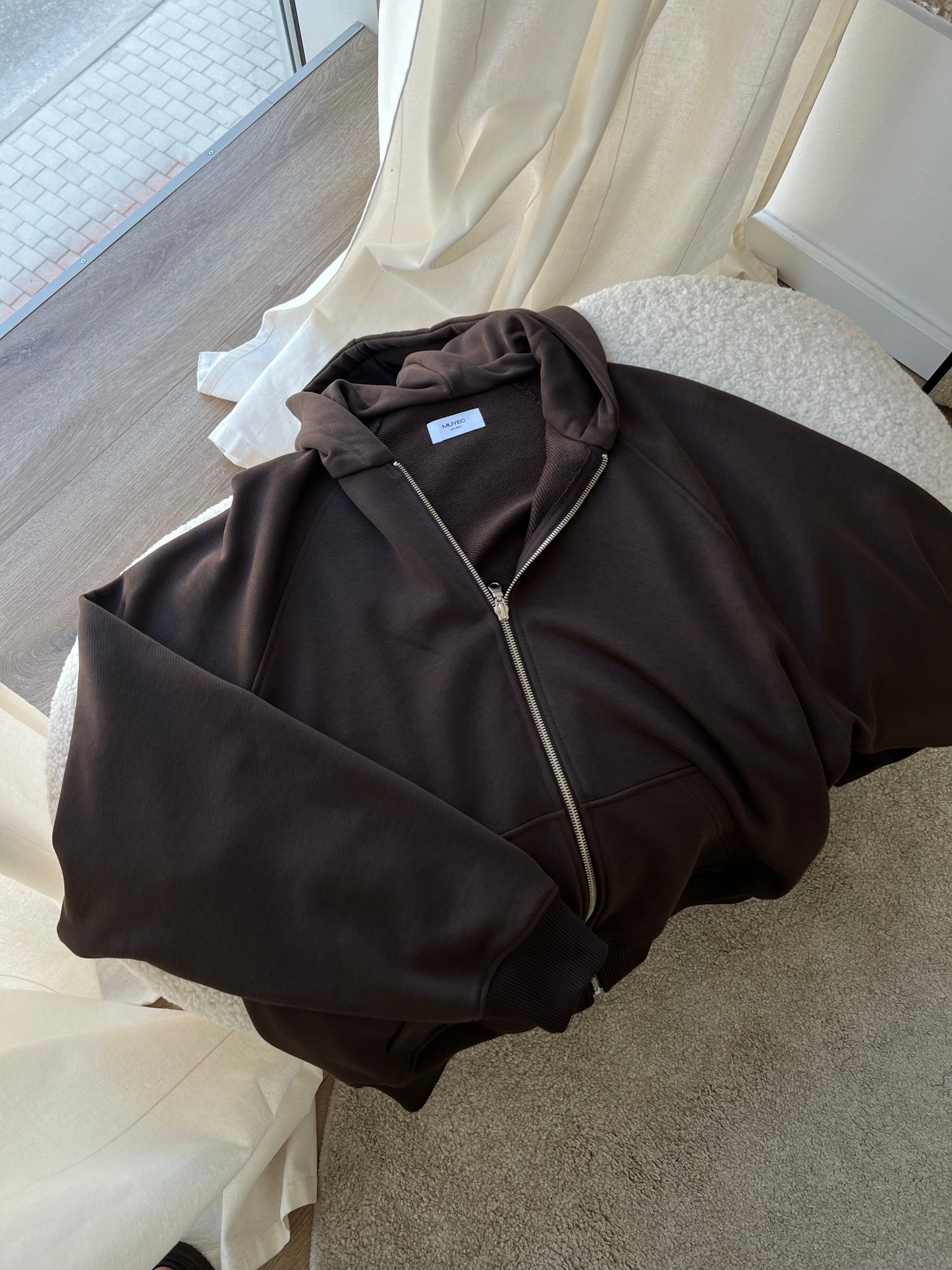 OLDSCHOOL HOOD ZIP IN BLACK COFFEE