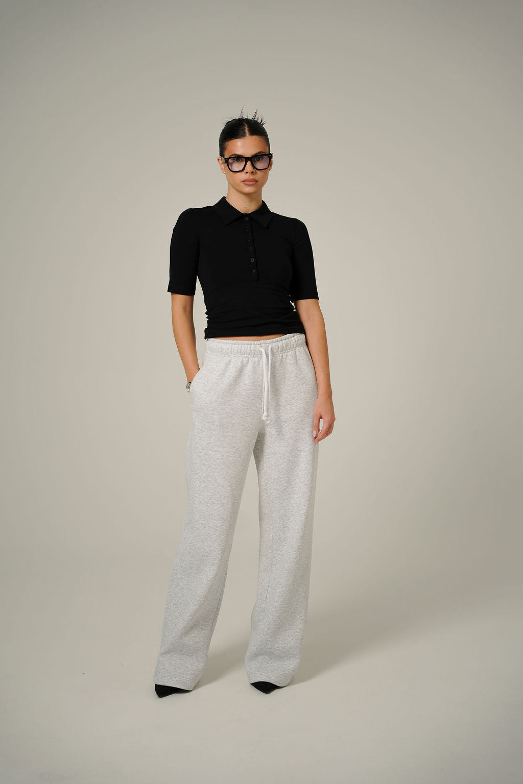 POLO TOP - BLACK