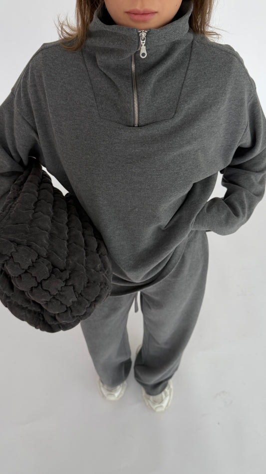 PEACH KNIT COLLAR ZIP