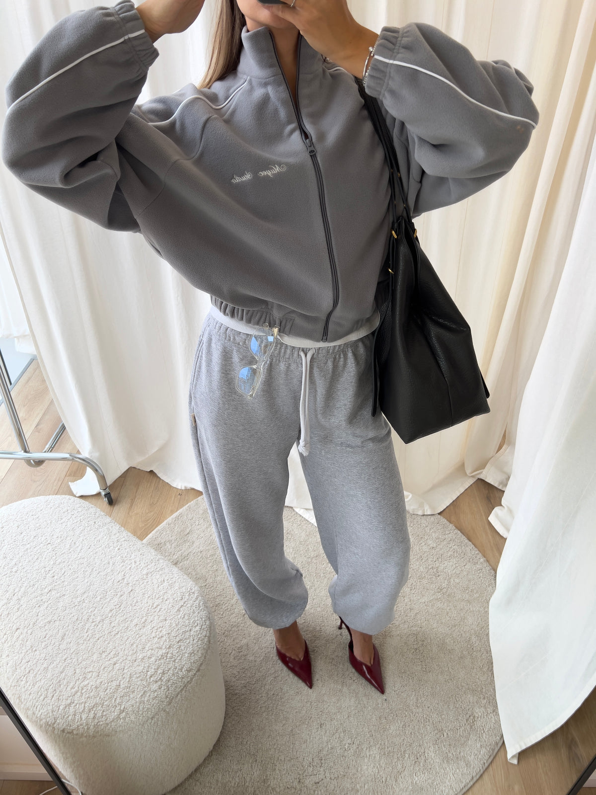 DOUBLE FLEECE COLLAR ZIP - NARDO GREY
