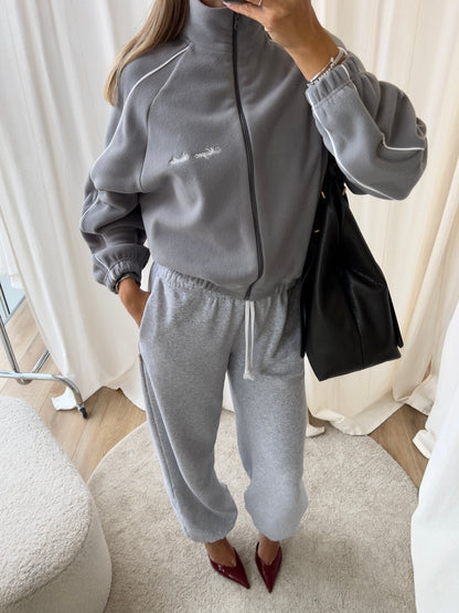 DOUBLE FLEECE COLLAR ZIP - NARDO GREY
