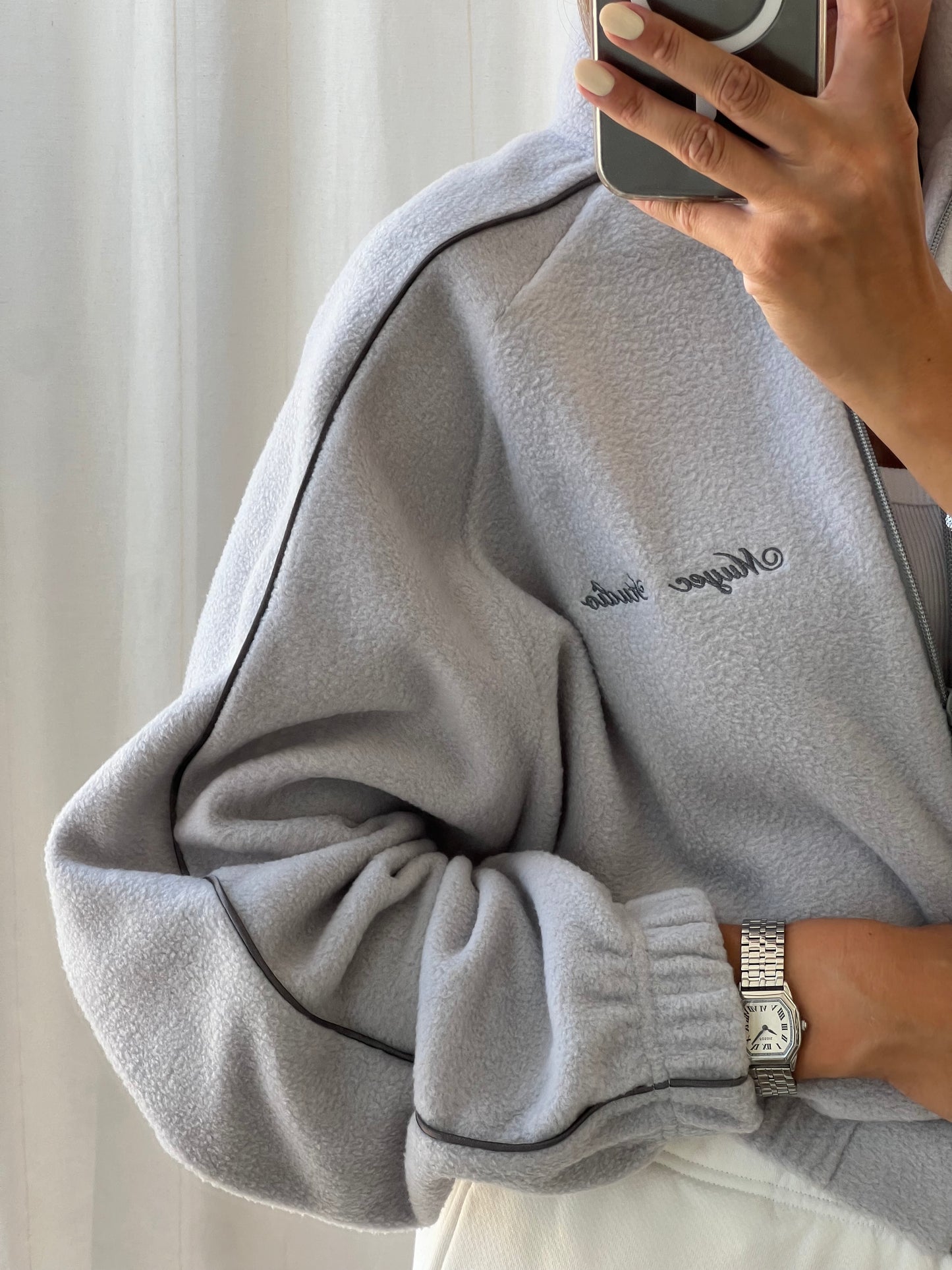 FLEECE COLLAR ZIP - LIGHT GREY