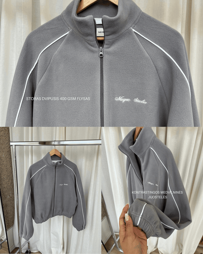 DOUBLE FLEECE COLLAR ZIP - NARDO GREY