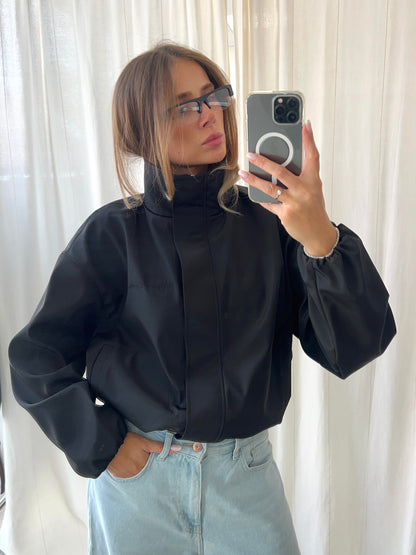 FUNNEL NECK WINDBREAKER - BLACK | PRE-ORDER
