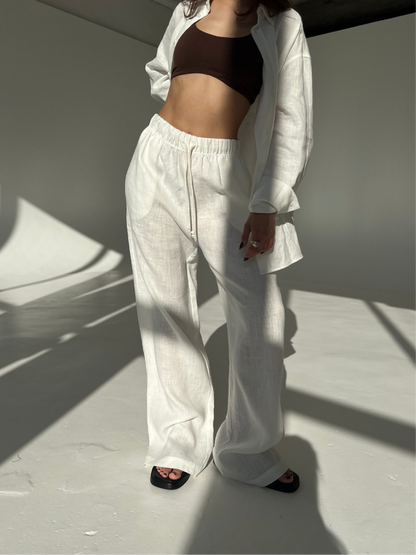 LINEN PANTS IN SOFT WHITE