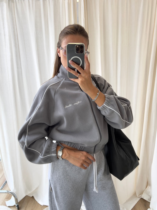 DOUBLE FLEECE COLLAR ZIP - NARDO GREY