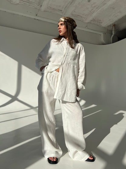 LINEN PANTS IN SOFT WHITE
