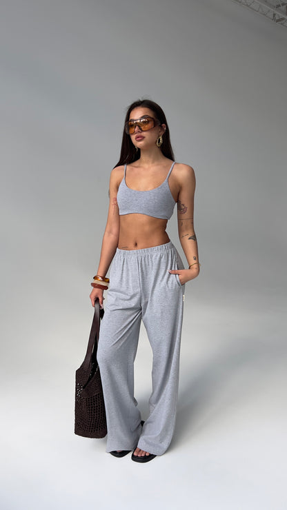 WIDE LEG TROUSERS - CLASSIC MELANGE