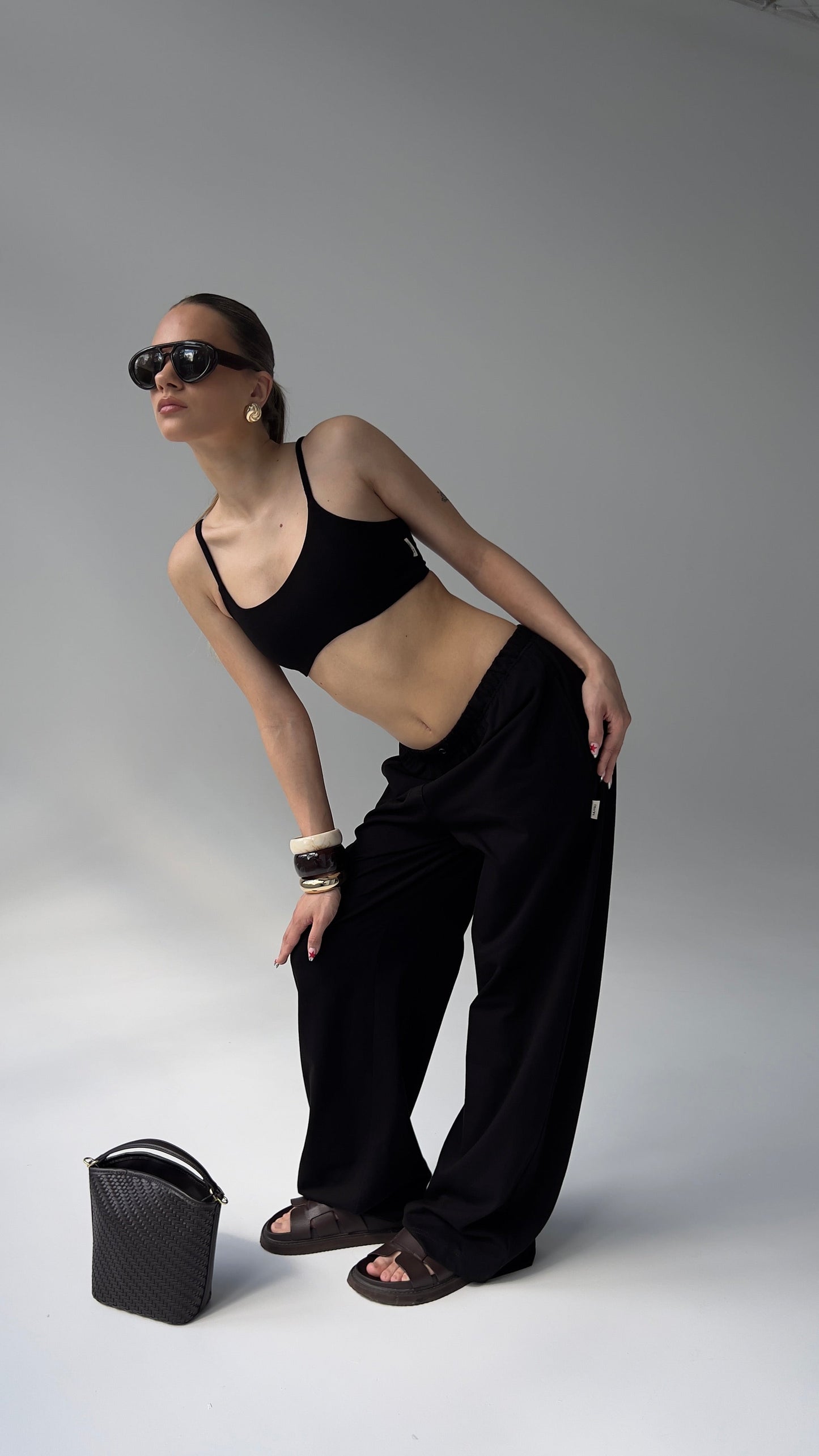 WIDE LEG TROUSERS - BLACK
