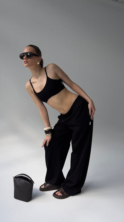 WIDE LEG TROUSERS - BLACK