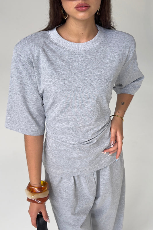 PADDED SHOULDER TEE - CLASSIC MELANGE