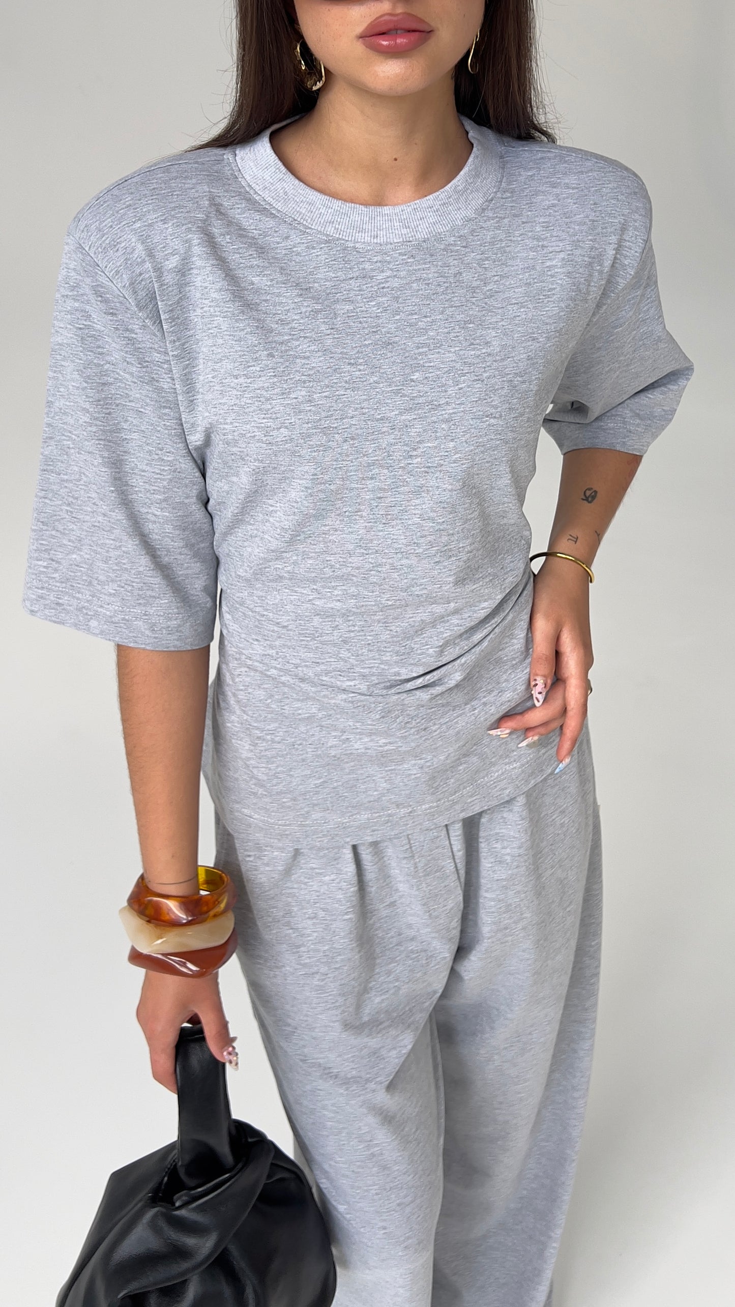 PADDED SHOULDER TEE - CLASSIC MELANGE