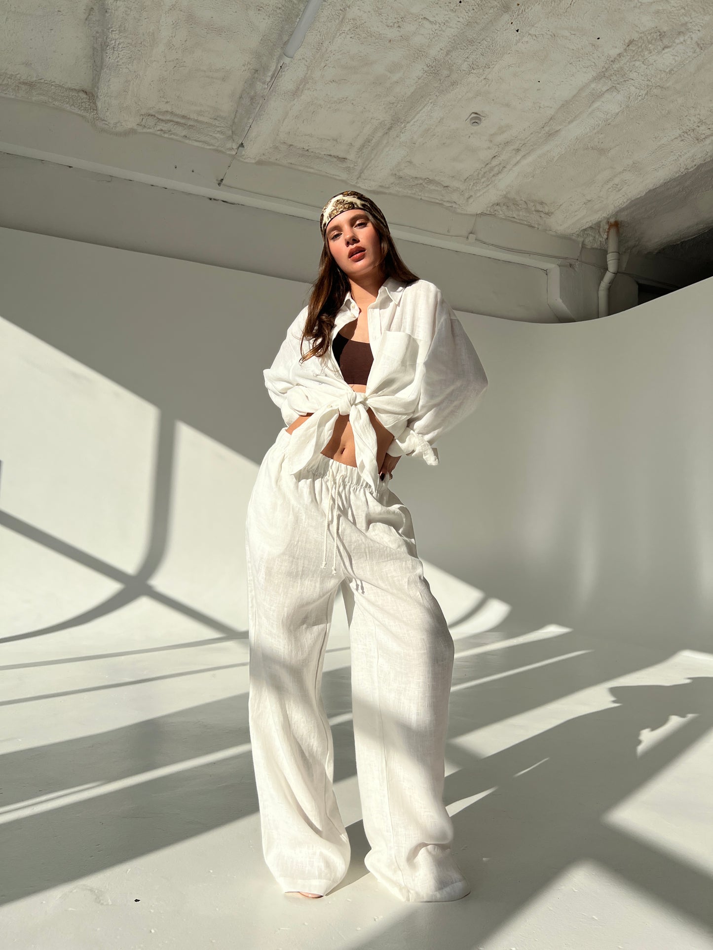 LINEN PANTS IN SOFT WHITE