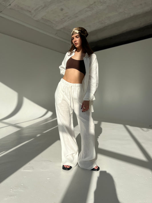 LINEN PANTS IN SOFT WHITE