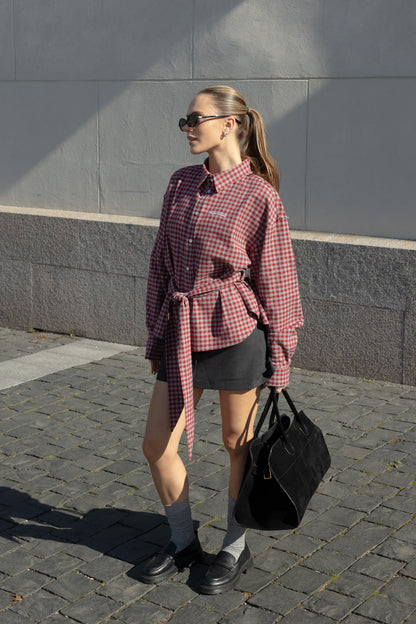 TIE SHIRT | CHERRY MELANGE