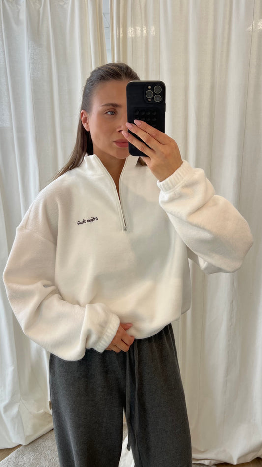 MILKY FLEECE COLLAR ZIP