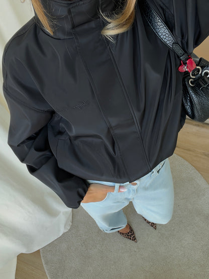 FUNNEL NECK WINDBREAKER - BLACK | PRE-ORDER