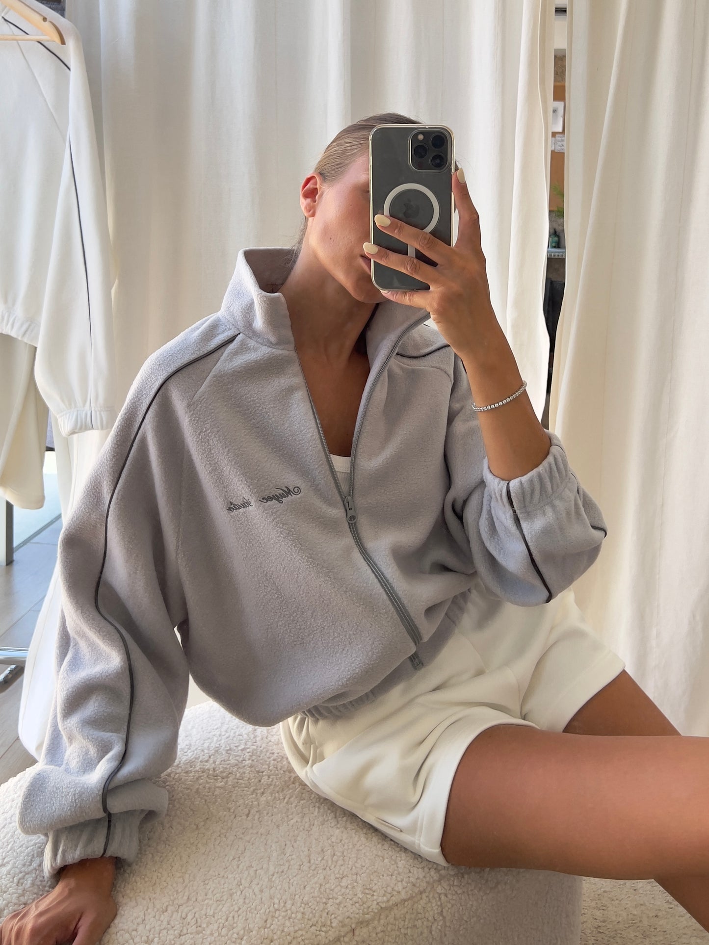 FLEECE COLLAR ZIP - LIGHT GREY