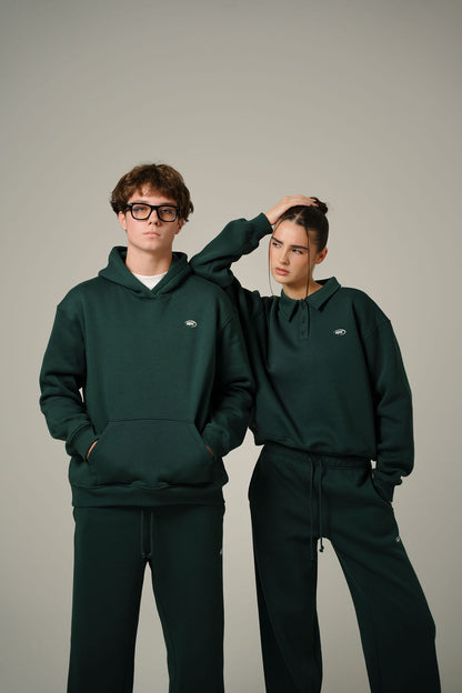 FOREST GREEN POLO PULLOVER