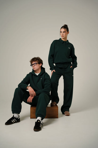 FOREST GREEN POLO PULLOVER