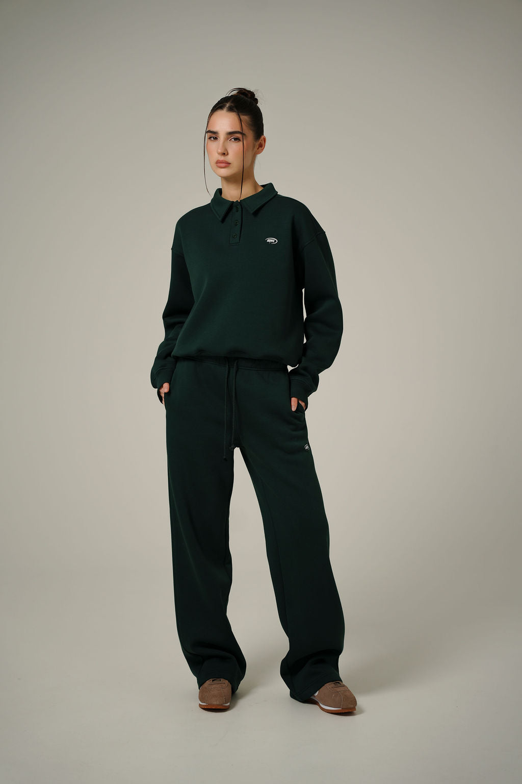 FOREST GREEN POLO PULLOVER