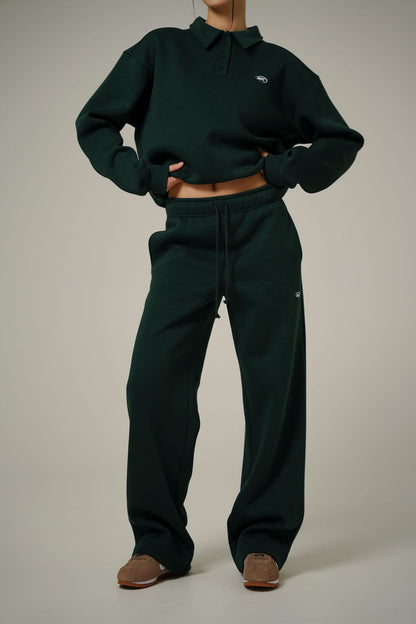 FOREST GREEN STRAIGHT PANTS