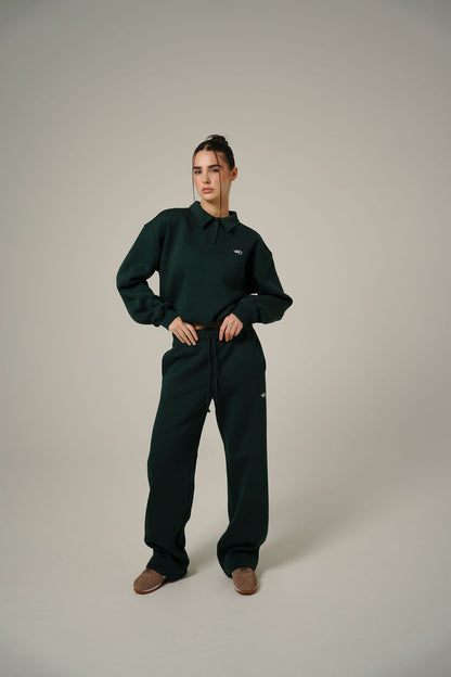 FOREST GREEN POLO PULLOVER