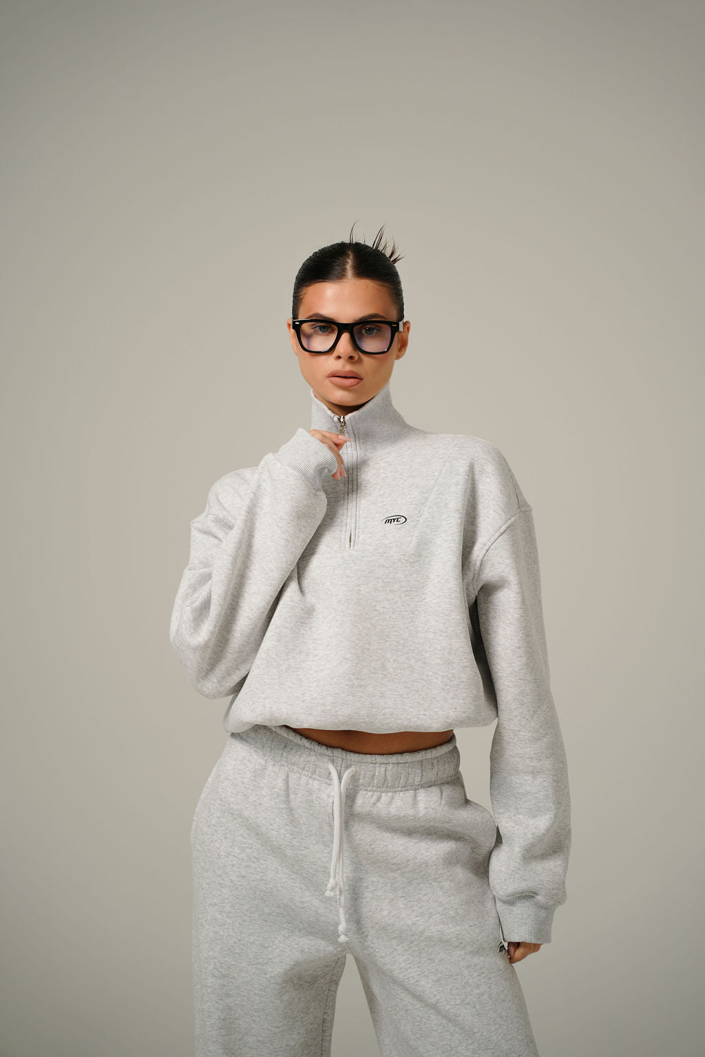 MELANGE COLLAR HALF ZIP