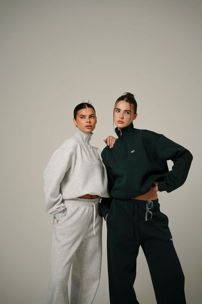 FOREST GREEN COLLAR HALF ZIP