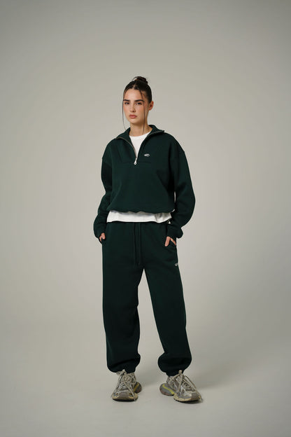 FOREST GREEN COLLAR HALF ZIP