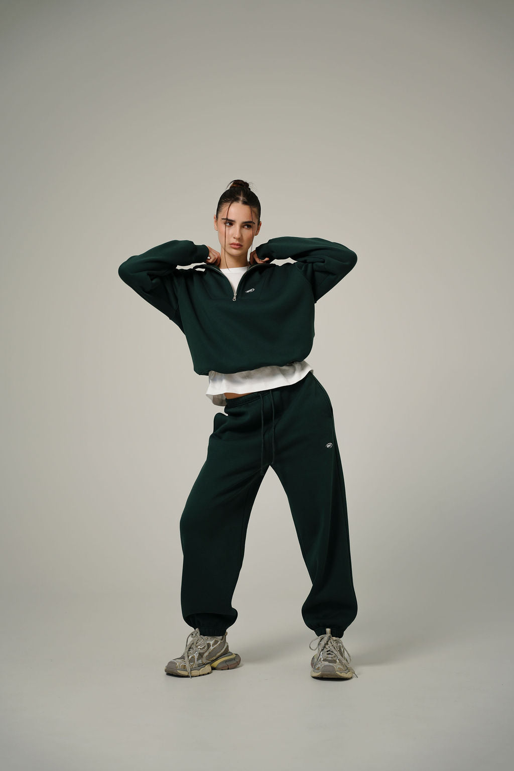 FOREST GREEN COLLAR HALF ZIP