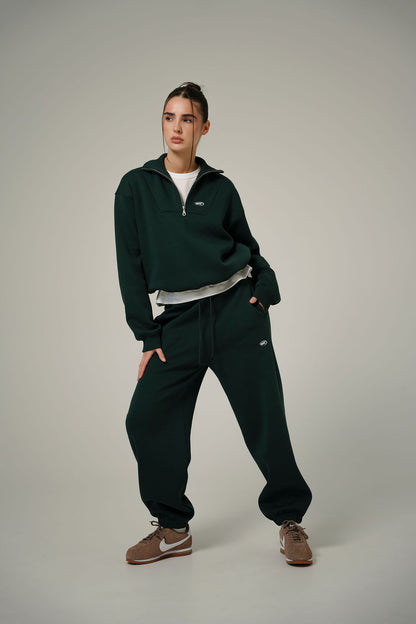 FOREST GREEN COLLAR HALF ZIP