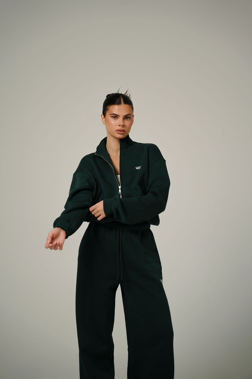 FOREST GREEN COLLAR FULL ZIP