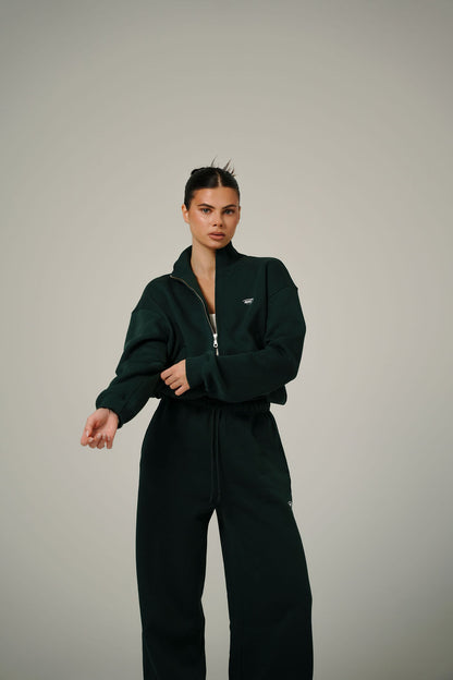 FOREST GREEN COLLAR FULL ZIP