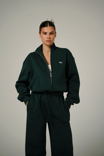 FOREST GREEN COLLAR FULL ZIP