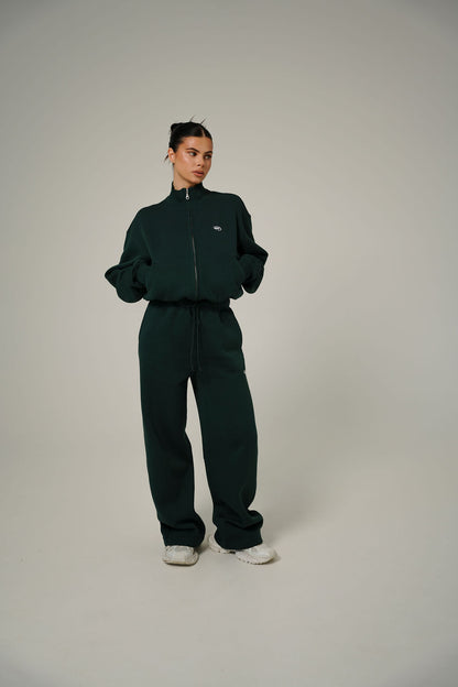 FOREST GREEN COLLAR FULL ZIP