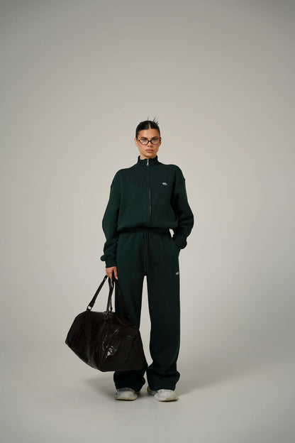 FOREST GREEN COLLAR FULL ZIP