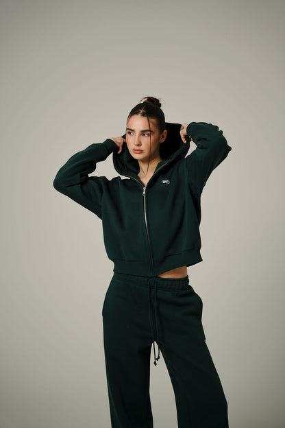 FOREST GREEN ZIP HOODIE