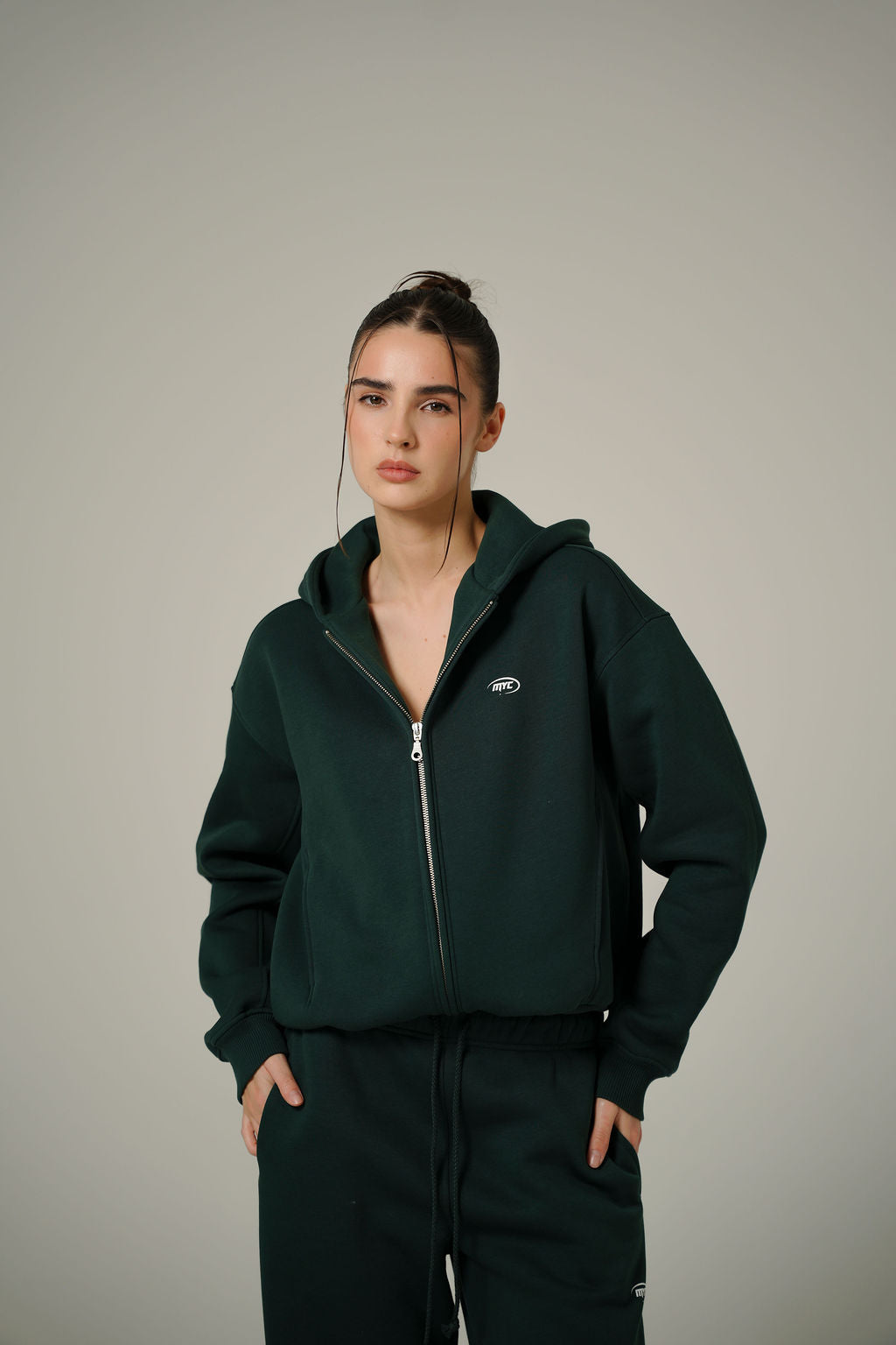 FOREST GREEN ZIP HOODIE