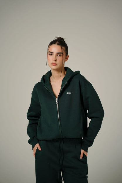 FOREST GREEN ZIP HOODIE
