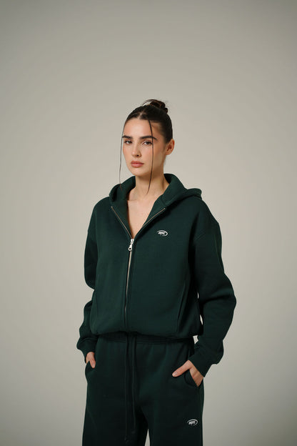 FOREST GREEN ZIP HOODIE