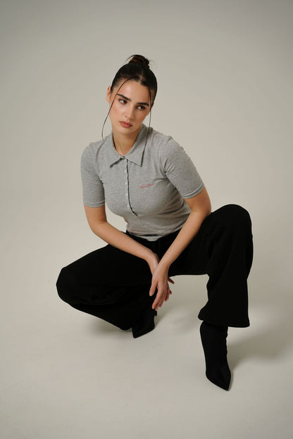 POLO TEE | MELANGE | RED PRINT