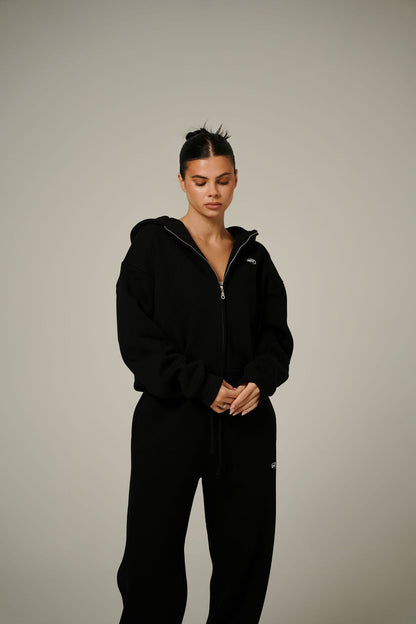 BLACK ZIP HOODIE