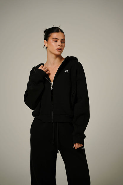 BLACK ZIP HOODIE