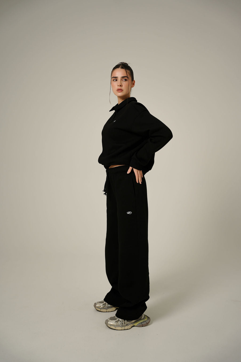 BLACK BAGGY 2IN1 PANTS