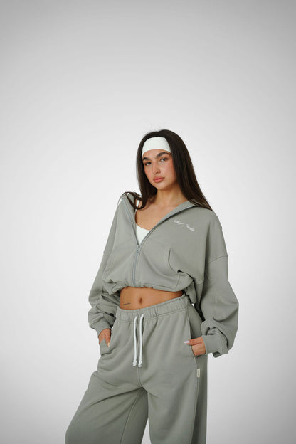 2IN1 ZIP HOODIE – OLIVE GREY