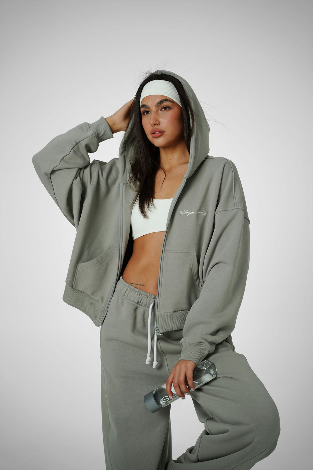 2IN1 ZIP HOODIE – OLIVE GREY