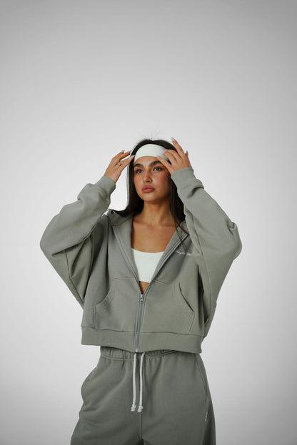 2IN1 ZIP HOODIE – OLIVE GREY
