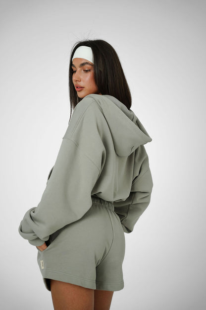 2IN1 ZIP HOODIE – OLIVE GREY