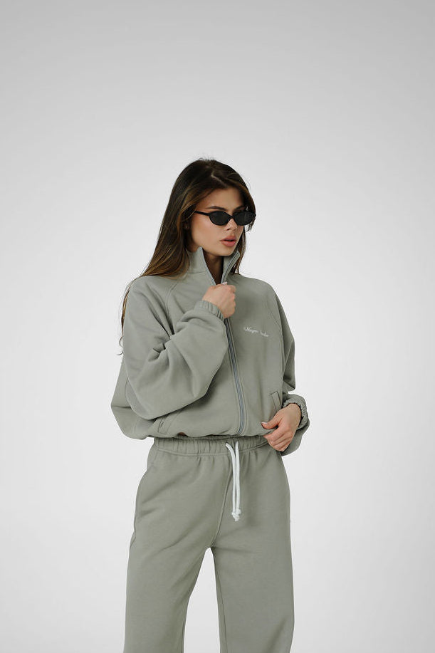 2IN1 COLLAR ZIP - OLIVE GREY